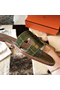 Hermes Oran Sandals In Olive Shiny Niloticus Crocodile Replica