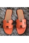 Hermes Oran Sandals In Orange Swift Leather Replica