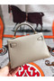 Hermes original mini Kelly chevre mysore K19CM light grey&Gold Metal Replica