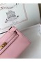 Hermes Original swift Leather KEL2278 pink&gold-Tone Metal Replica
