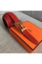 Hermes original togo 2 belt buckle & Reversible leather strap 32 mm H06454 red gold plated metal Replica