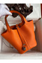 Hermes Picotin Lock 18 Handmade Bag in Orange Clemence Leather Replica
