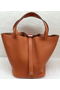 Hermes Picotin Lock 22cm Bags Litchi Leather HPL1048 Orange Replica
