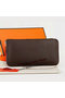Hermes Zipper Wallet Original Leather A309 Dark Brown Replica