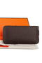 Hermes Zipper Wallet Original Leather A309 Dark Brown Replica