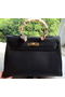 Hermes Kelly 32cm Shoulder Bag Black Calfskin Leather K32CL Gold Replica