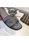 Hermes lady leather Slipper HO812HMJ grey Replica