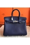 Hermes Birkin 25 Handmade Bag In Sapphire Epsom Calfskin Replica