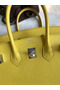 Hermes Birkin 25 Retourne Handmade Bag In Lime Swift Calfskin Replica