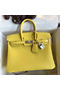 Hermes Birkin 25 Retourne Handmade Bag In Lime Swift Calfskin Replica