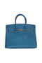 Hermes Birkin 35CM Tote Bag Light Blue Clemence Leather H6089 Gold Replica