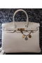 Hermes Birkin 35CM Tote Bag Litchi Leather HB35GL White Replica