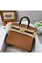 Hermes Birkin Bag Original Leather 35CM Color matching 17888 Brown&Dark Brown Replica