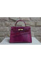 Hermes Kelly 32cm Shoulder Bag Purple Croco Patent Leather K32 Gold Replica