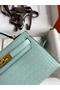 Hermes Kelly Mini II Sellier Handmade Bag In Vert D'eau Matte Alligator Leather Replica