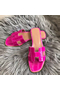 Hermes Oran Sandals In Rose Shiny Niloticus Crocodile Replica