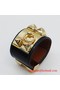 2010 Hermes dark blue Leather Gold Bangle 1171 Replica