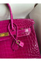Hermes Birkin 35 Handmade Bag In Rose Scheherazade Crocodile Niloticus Shiny Skin Replica