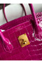 Hermes Birkin 35 Handmade Bag In Rose Scheherazade Crocodile Niloticus Shiny Skin Replica