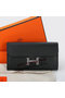 Hermes Constance Long Wallets Original Calfskin Leather A909 Black Replica