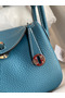 Hermes Mini Lindy Handmade Bag In Blue Jean Clemence Leather Replica