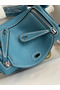 Hermes Mini Lindy Handmade Bag In Blue Jean Clemence Leather Replica
