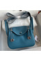 Hermes Mini Lindy Handmade Bag In Blue Jean Clemence Leather Replica