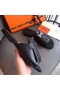 Hermes Auteuil Sandals In Black Calfskin Replica