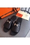 Hermes Auteuil Sandals In Black Calfskin Replica