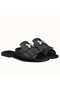 Hermes Auteuil Sandals In Black Calfskin Replica