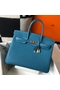 Hermes Birkin 35cm Bag In Blue Jean Clemence Leather GHW Replica