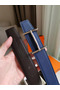 Hermes H d'Ancre Reversible Belt In Indigo/Black Epsom Leather Replica