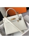 Hermes Kelly 25cm Handmade Bag In White Embossed Crocodile Leather Replica