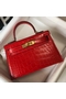 Hermes Kelly Mini II Bag In Red Embossed Crocodile Leather Replica