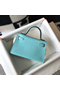 Hermes Kelly Mini II Handmade Bag In Blue Atoll Crocodile Embossed Leather Replica