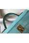 Hermes Kelly Mini II Handmade Bag In Blue Atoll Crocodile Embossed Leather Replica