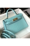 Hermes Kelly Mini II Handmade Bag In Blue Atoll Crocodile Embossed Leather Replica