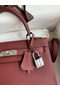 Hermes Kelly Sellier 25 Handmade Bag In Bordeaux Epsom Calfskin Replica