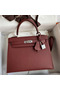 Hermes Kelly Sellier 25 Handmade Bag In Bordeaux Epsom Calfskin Replica