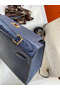 Hermes Kelly Sellier 28 Handmade Bag In Blue Iris Ostrich Leather Replica
