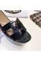 Hermes lady leather Slipper HO811HMJ black Replica