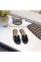 Hermes lady leather Slipper HO811HMJ black Replica
