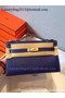 Hermes MINI Kelly 22cm Tote Bag Calfskin Leather K22 Blue Replica