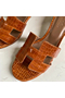Hermes Oasis Sandals In Brown Shiny Niloticus Crocodile Replica
