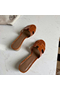 Hermes Oasis Sandals In Brown Shiny Niloticus Crocodile Replica