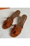 Hermes Oasis Sandals In Brown Shiny Niloticus Crocodile Replica