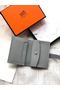 Hermes Bearn Mini Wallet In Blue Lin Epsom Leather Replica