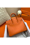 Hermes Birkin 25 Handmade Bag In Orange Ostrich Leather Replica