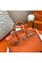 Hermes Birkin 25 Handmade Bag In Orange Ostrich Leather Replica