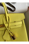 Hermes Birkin 25 Retourne Handmade Bag In Lime Epsom Calfskin Replica